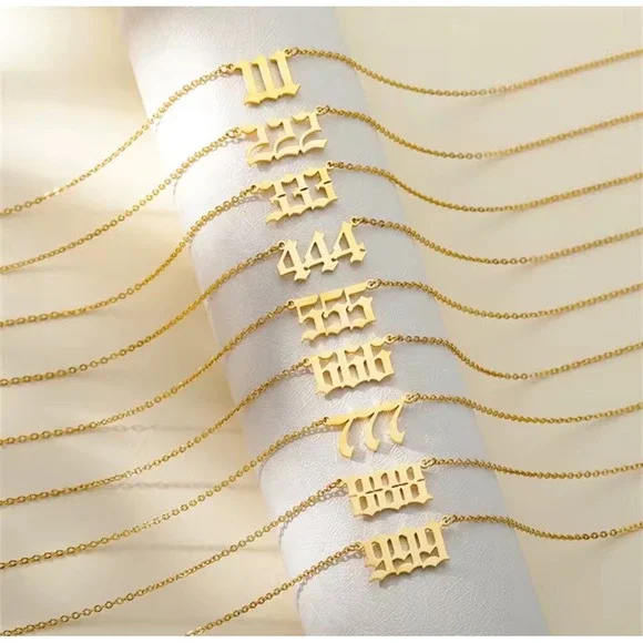 NWT SPIRITUAL YELLOW GOLD PLATED 555 ANGEL NUMBER NECKLACE, GIFT, PRESENT - Picture 10 of 13